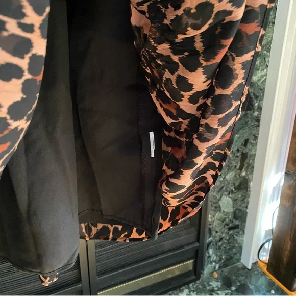 J. Crew Tie-Neck Dress in Leopard Crinkle Chiffon, size XXS, NWT - Picture 7 of 16